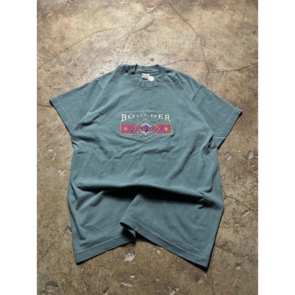 Vintage Fruit of the Loom Boulder Colorado Single Stitch T-Shirt Teal Large - Picture 3 of 7
